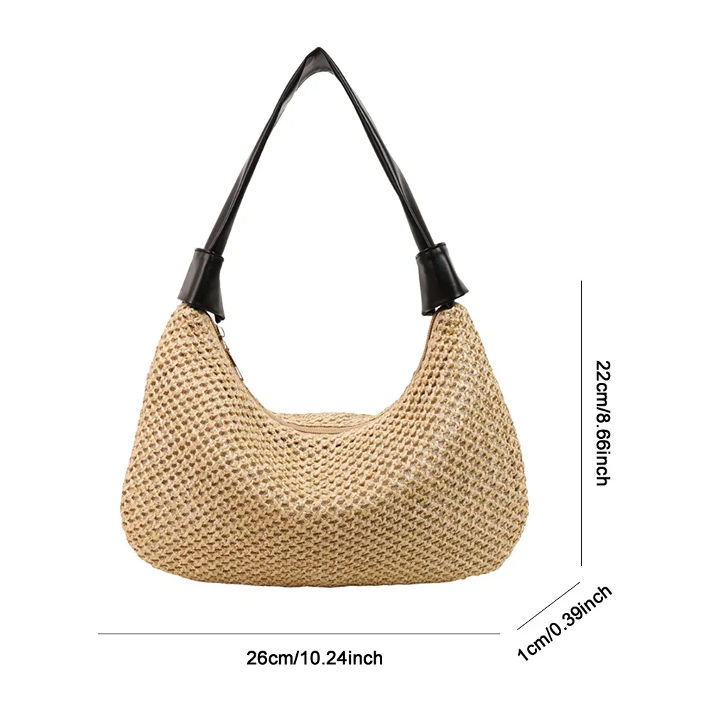 Women Straw Dumpling Bag Large Capacity Weaving Tote Handbag Beach Woven Tote Bag Ladies Summer braided straw Bag