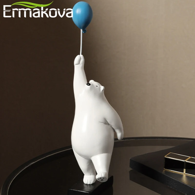 ERMAKOVA Creativity Resin Cartoon Balloon Bear Polar Bear Crafts Furnishings Simulation Animal Modern Home Decoration images - 6
