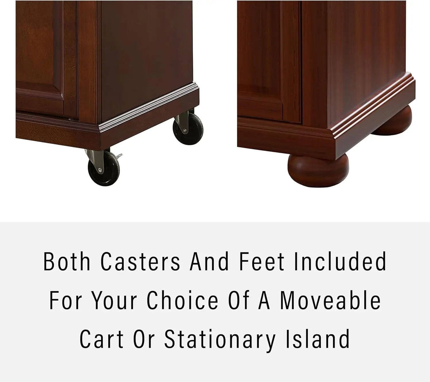 Alexandria Cuisine Kitchen Island with Solid Grey Granite Top-Vintage Mahogany