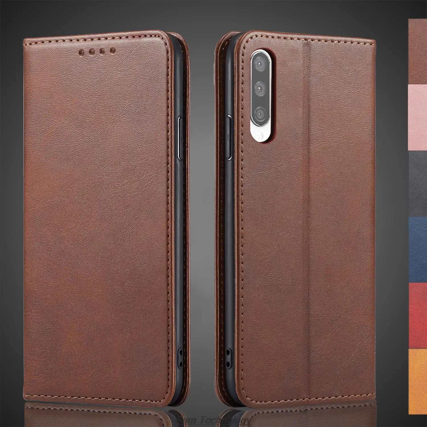 Cover Flip Per Xiaomi Mi A3 / Mi CC9e – Custodia In Pelle PU E Silicone TPU, Interno Morbido, Colore Rosso, Con Supporto Per Video - 3