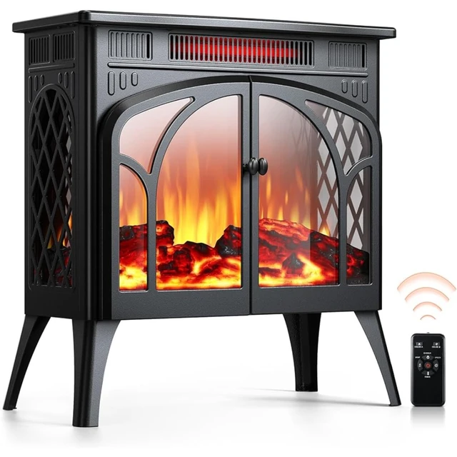 Electric Fireplace Heater, 1500W Infrared Fireplace Stove w/ 3D Realistic  Flame, 5100BTU Freestanding Electric Stove Heater - AliExpress