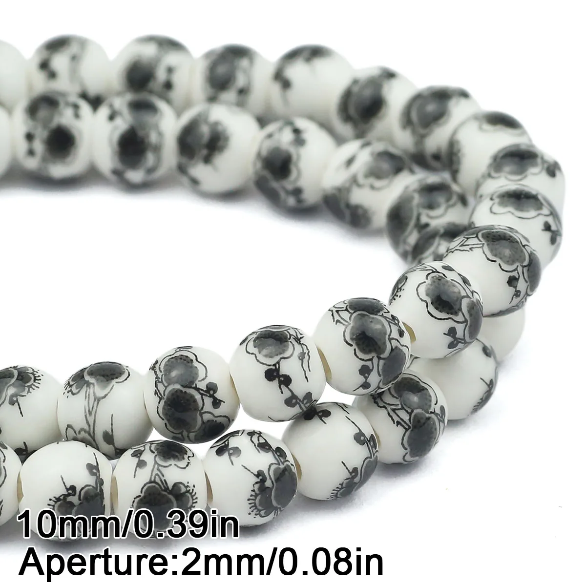 20pcs Multicolor Floral Oblate Ceramic Spacer Beads