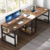 Tribesigns Two Person Desk with Bookshelf, 78.7 Computer Office Double Desk for Two Person, Rustic Writing Desk Workstation 2