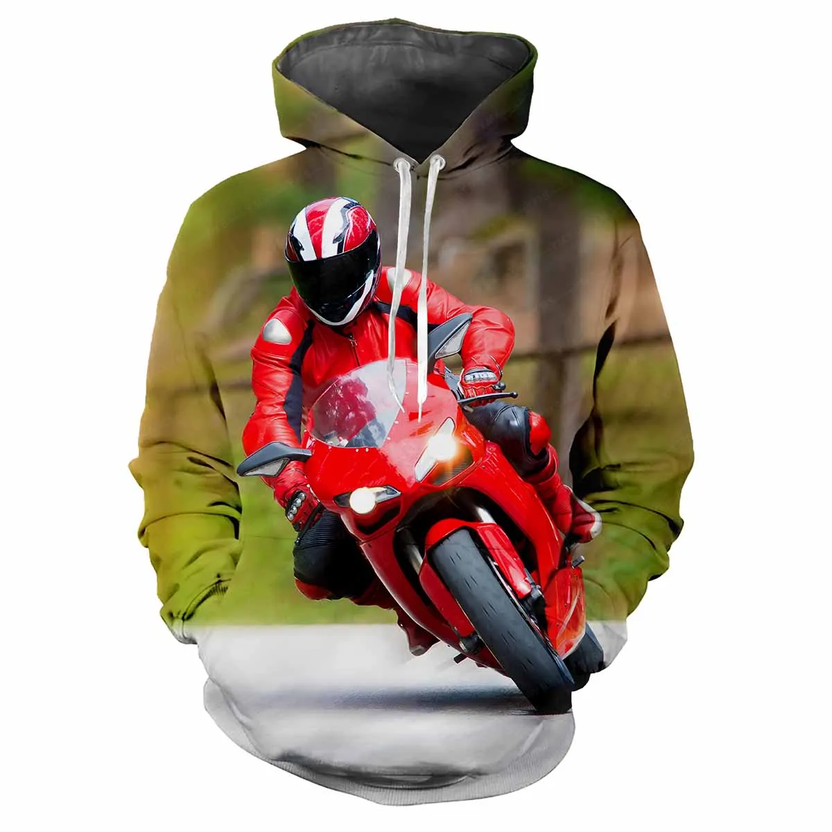 thumbnail image 1 of Sudadera con capucha para hombre con estampado 3D de patrón de motocicleta, moda de carreras callejeras, personalidad, tendencia, clásica, informal, holgada, cómoda, ropa superior, 1 of 5