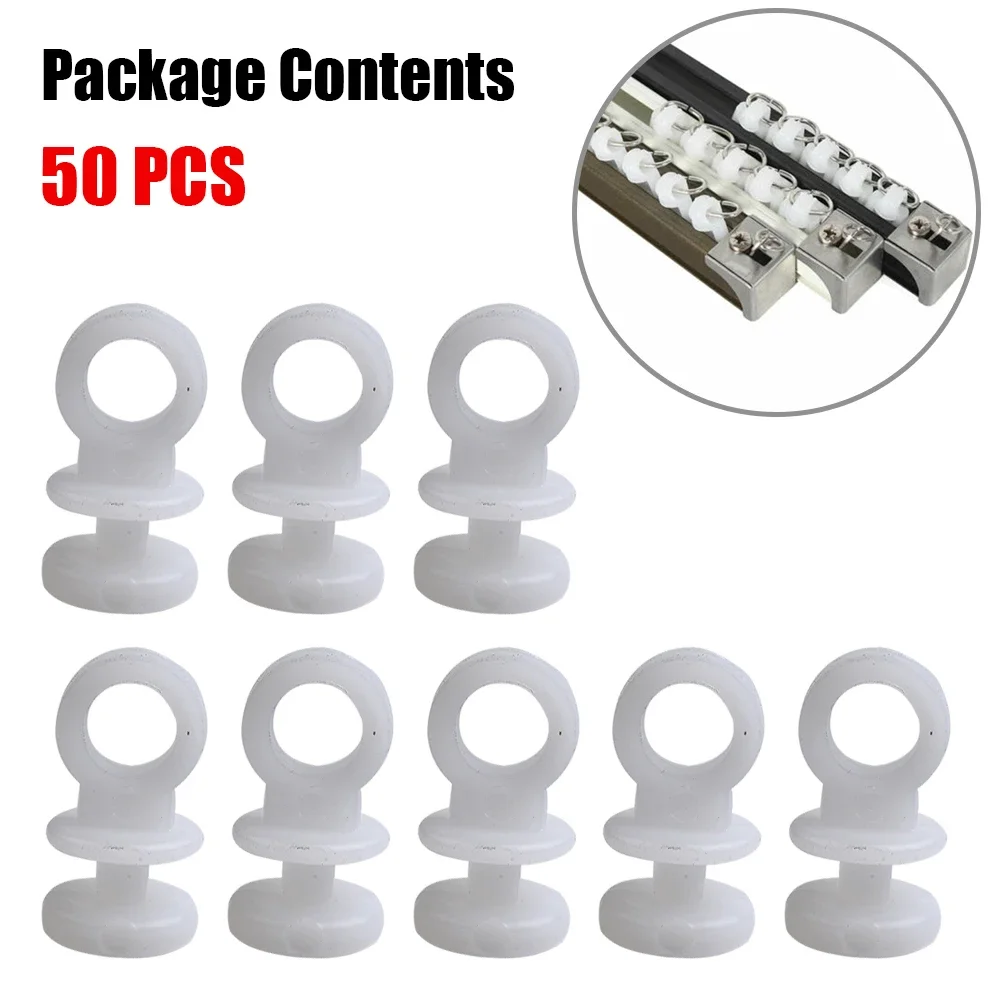 Plastic Curtain Track Slider Hooks Runner 50pcs for Camper Van Motorhome Caravan Boat