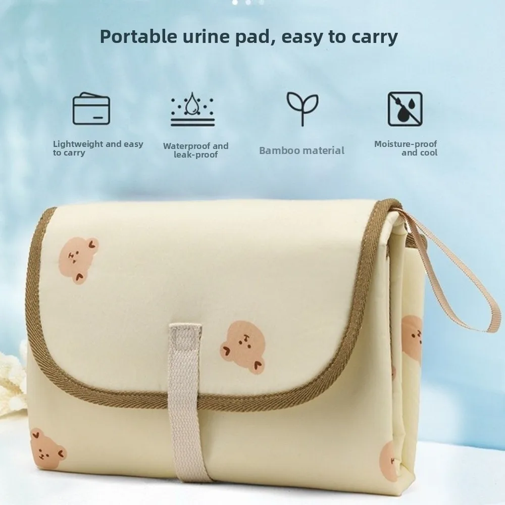 Foldable Diaper Changing Pad Bear Waterproof Baby Infant Diaper Urine Mat Detachable Convenient Bedding Changing Cover Pad