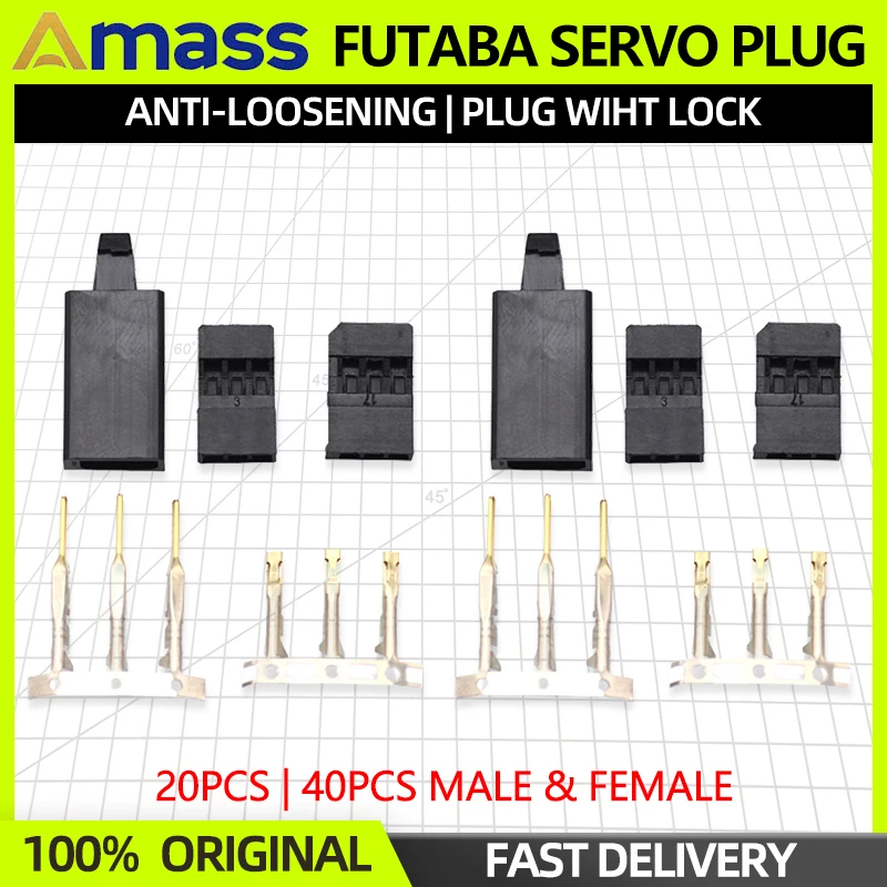 AMASS2040PCSFutabaServoPlugMaleFemaleAntilooseningWithLock