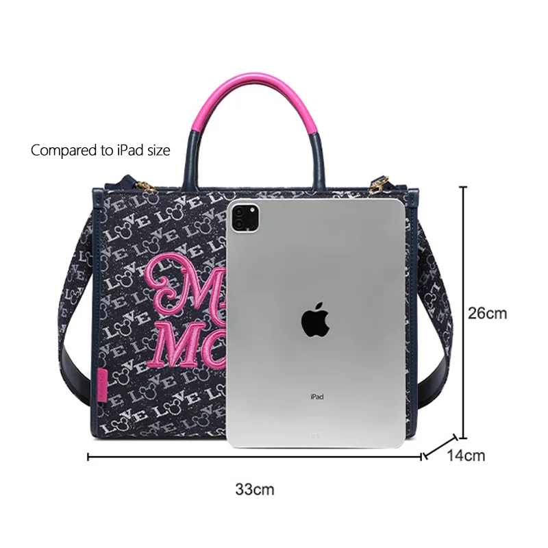 Disney Light Luxury Elegant Pink Embroidered Mickey Mouse Tote Bag Ladies large Capacity High End Brand Shoulder Handbag 2