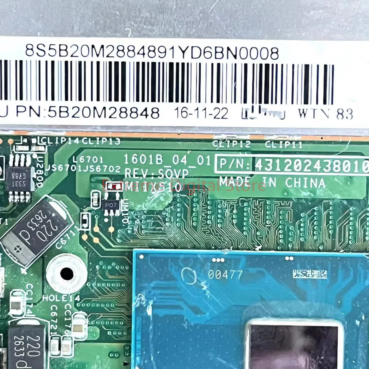 1602B_04_01 For Lenovo MIIX 510-12IKB Tablet Motherboard With CPU I3 I5 I7-6TH 7TH RAM 4G 8G 16G Tested Fully Work