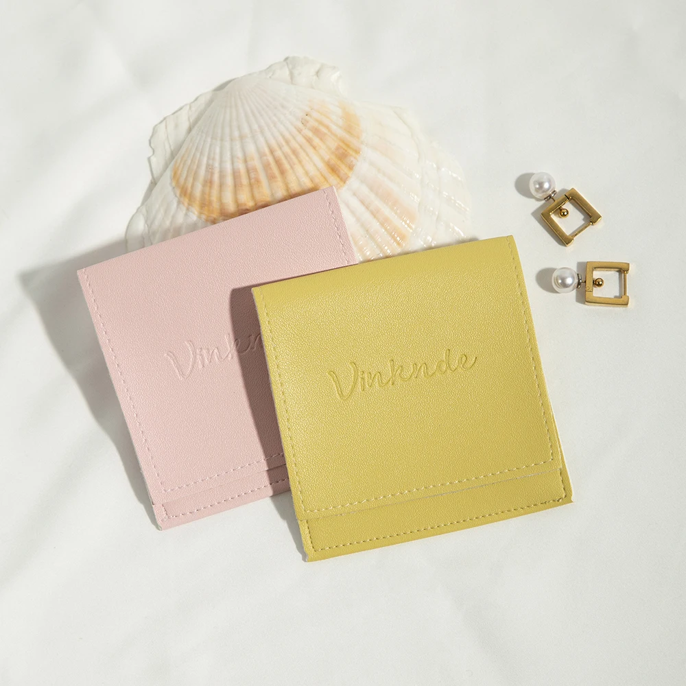 100pcs Personalized Leather Envelope Pouches Jewelry Gift Bags Earrings Necklace Brooch Package Small Jewellery Travel Packaging