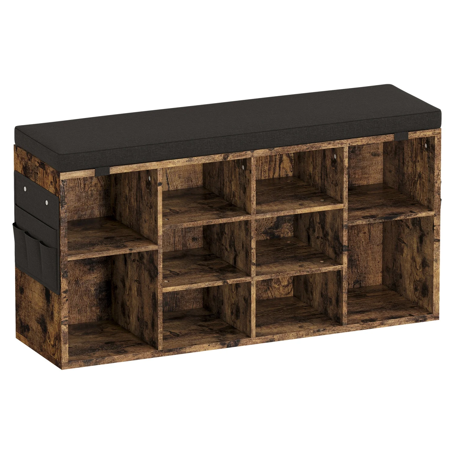 Schuhbank mit Kissen, Schuhaufbewahrungsbank mit 10 Fächern und verstellbaren Regalen, Eingangsbank für Schlafzimmer und Wohnzimmer – Detail 10