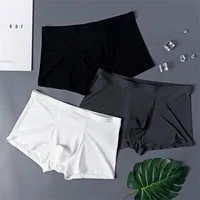 3 pièces de haute qualité hommes sous-vêtements en soie glacée été mince respirant sans couture culottes Sexy hommes caleçons grande taille 1