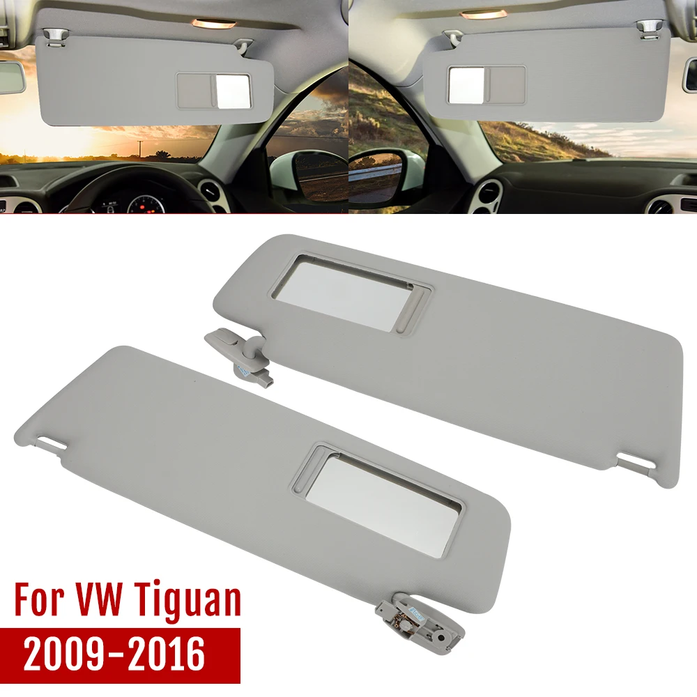 VW Tiguan 2009-2016 차량용 선바이저 미러 라이트 햇빛가리개 어셈블리, 왼쪽 오른쪽 승객 운전석 사이드 선바이저 액세서리