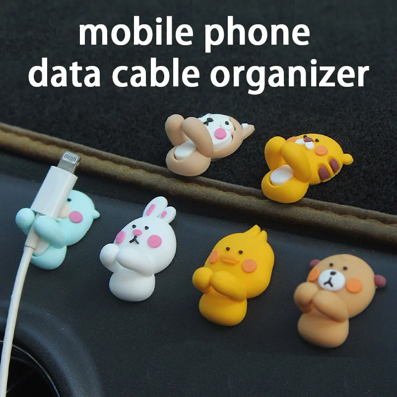 cable organizer 2pcs creative cartoon backing adhesive mobile phone data charging headphone cable fixer card wire finisher