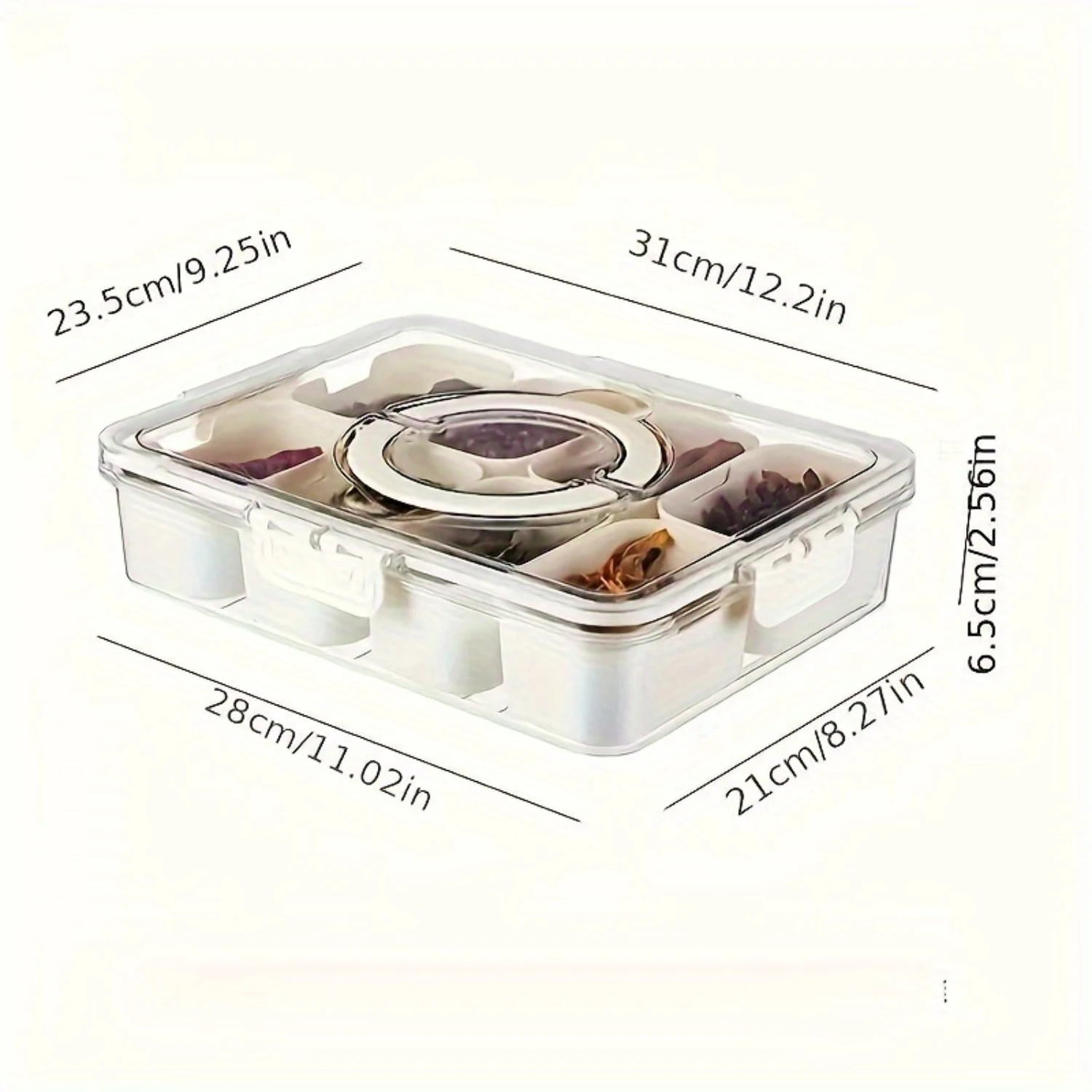 Large Capacity Spice Organizer With Sealed Lid-Multi-Compartment Box For Snacks, Fruits & Candy-Durable Plastic Container