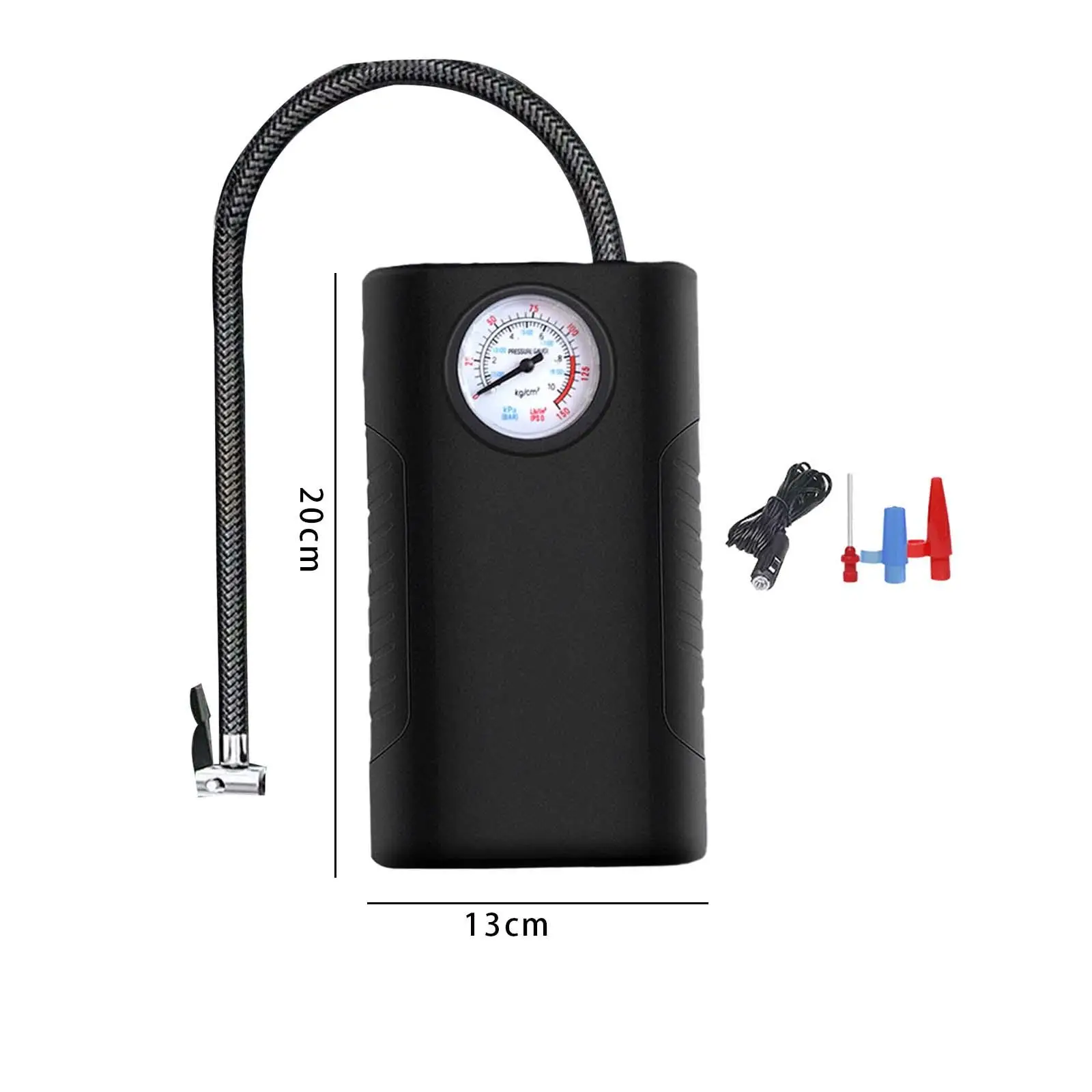Electric Corded Car Tire Air Compressor Inflator Compact with 3 Valve Adaptors Air Pump for Car Motorcycles Multifunctional