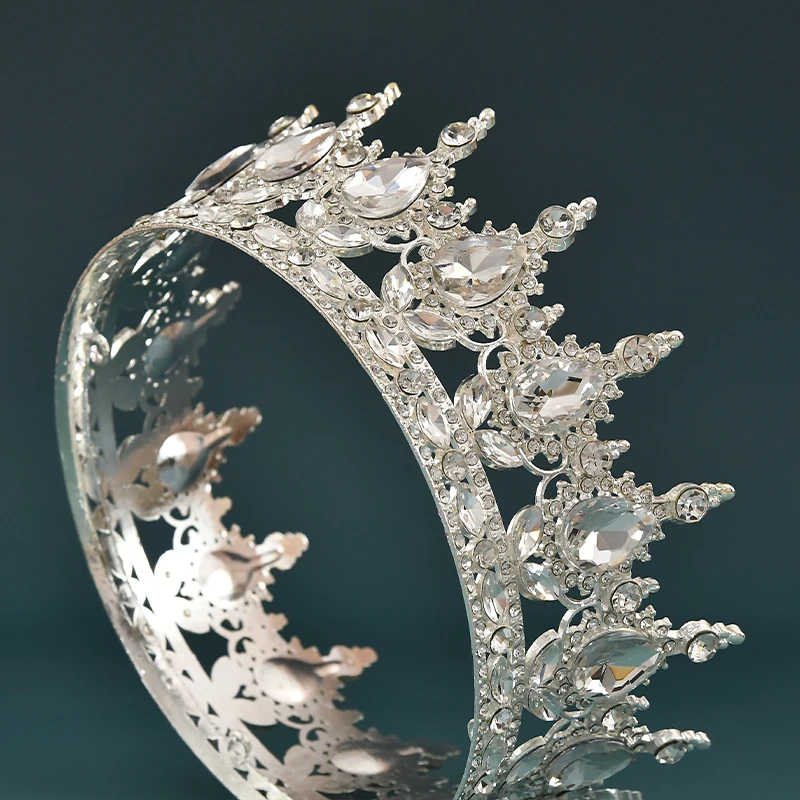 European Princess Queen Round Crystal Crowns Tiara Bridal Wedding Party Hair Accessories hair accessory hair headdress bridal headwear hair band crown