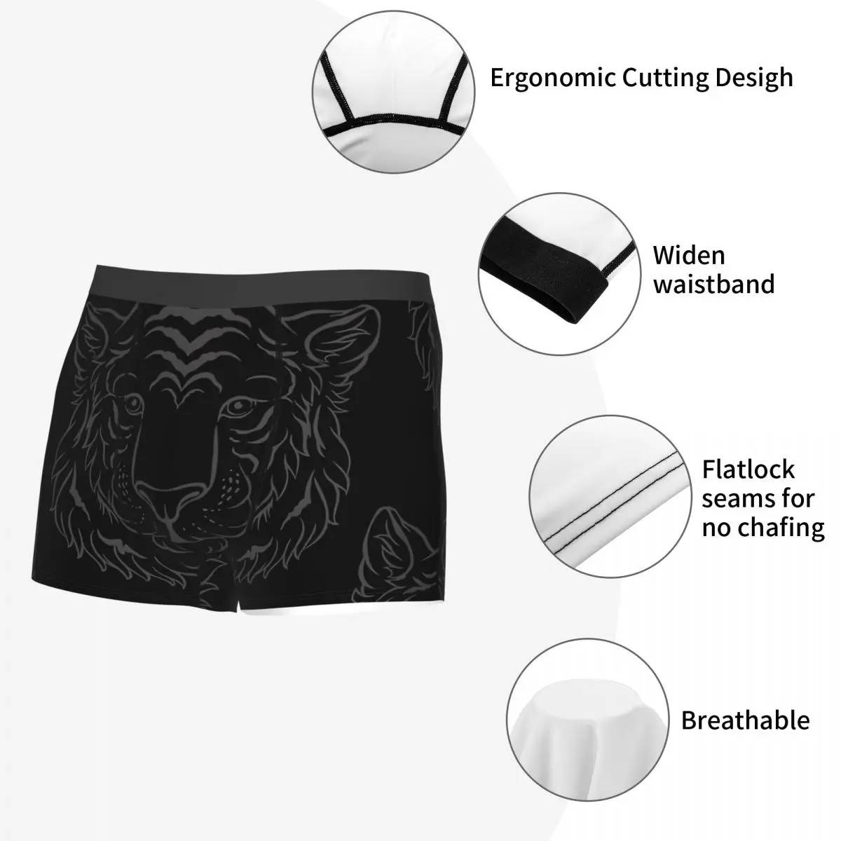Dark Men Boxer Briefs Tiger Animal Lover Highly Breathable Underpants Top Quality Print Shorts Gift Idea 5