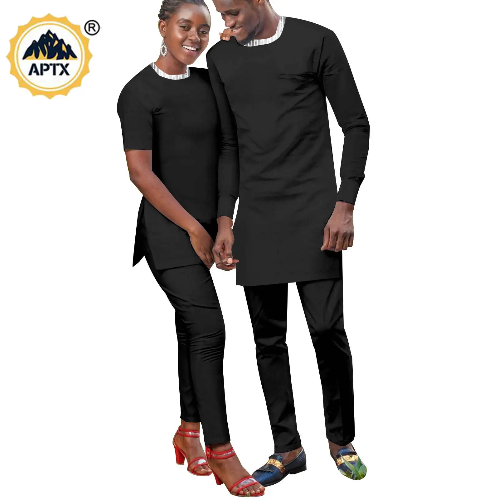 Couple African Matching Kaftan Dashiki Men Top and Pants Sets Match Women Outwear Casual Summer Africa Clothing Outfits Y23C022