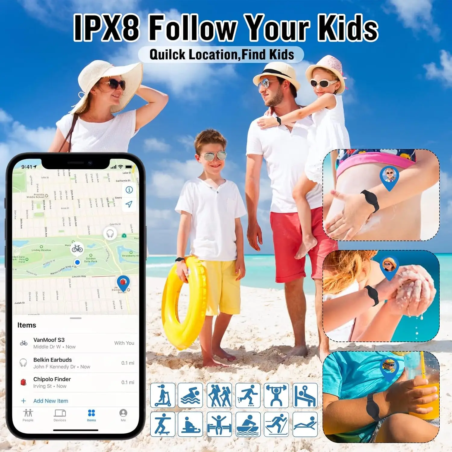 Waterproof Silicone Anti-Loss GPS Tracker Bracelet Case