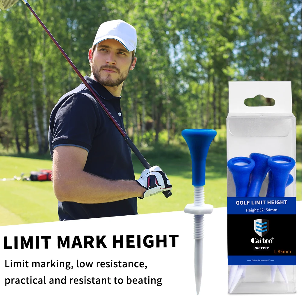Caiton 5pc 85mm/3.34in Adjustable Plastic Golf Tees, 22mm/0.87in Range, Soft Rubber Head, Durable & Lightweight for Stable Shots 6