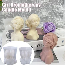 

New Closed-Eye Girl Aromatherapy Candle Mould Blindfolded Debate Beauty Plaster Resin Mold Silicone Mold Candle Making Molds