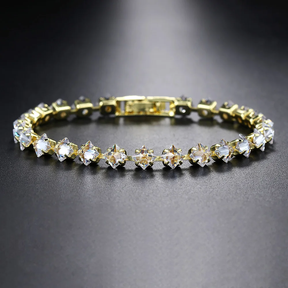 Charm-Kette Tennis-Armband für Frauen, glänzend, funkelnd, quadratisch, Zirkon, Handschmuck, silberfarben, verstellbarer Armreif, Geschenk für Freunde, H122 – Detail 10