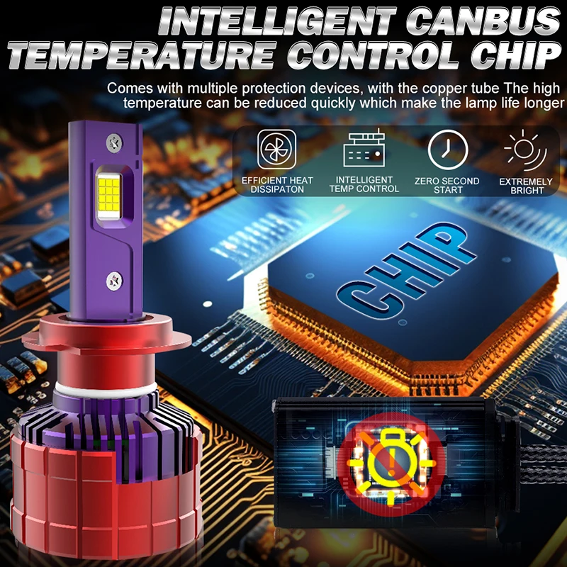 자동차 램프 안개등, H7 H11 H4 LED 헤드라이트, K5C Canbus LED, H1 HB3 9005 6000K H8 HB4 9006 H9 9012 HIR2 9054, 24pc CSP 터보, 2PCs