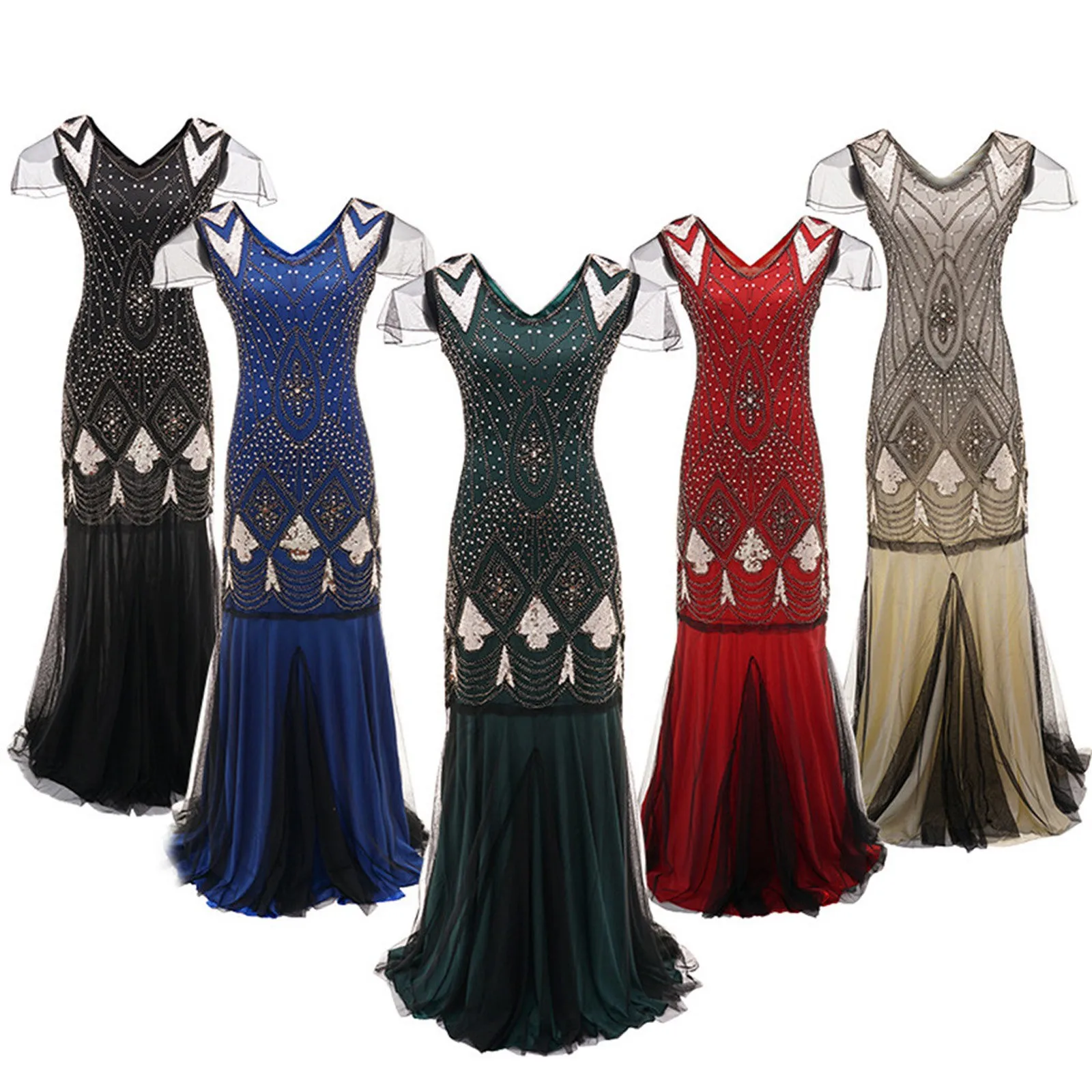 

Women's Casual Dresses 1920s Flapper Fringe Sequin Retro Lace Embroidery Prom Beaded Toast Dress Party Dance Dresses Vestidos
