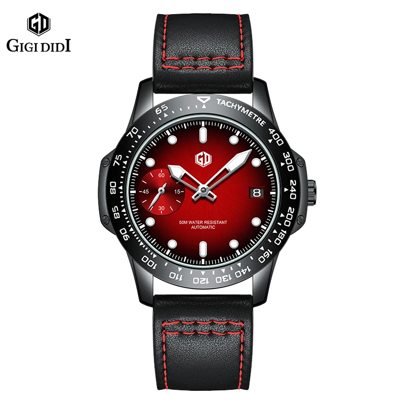 Luxury Business Men Watches 316L Precision Steel Mechanical Watch WristWatch Male Leather Calendar Luminous Clock Reloj hombre mcil4f rov subconn micro circular 4pin male bulkhead 316l subsea underwater cable connector