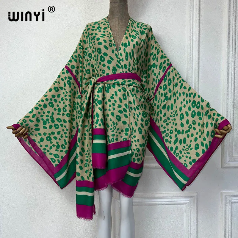 

Новый полупрозрачный пикантный кардиган WINYI с леопардовым принтом, африканская пляжная одежда, накидки, кимоно, пляжные наряды для женщин, праздничное платье