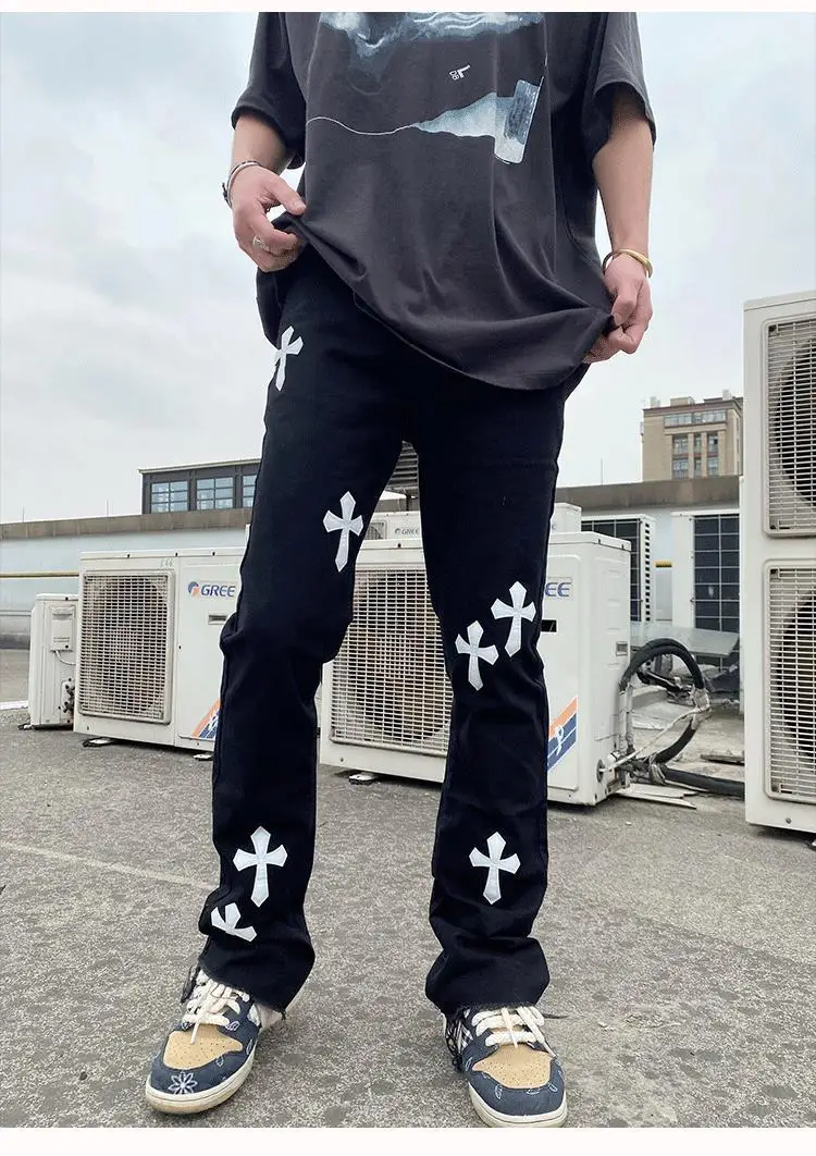 Emo Denim Trousers Men Women Jeans For Male Aesthetic Cross