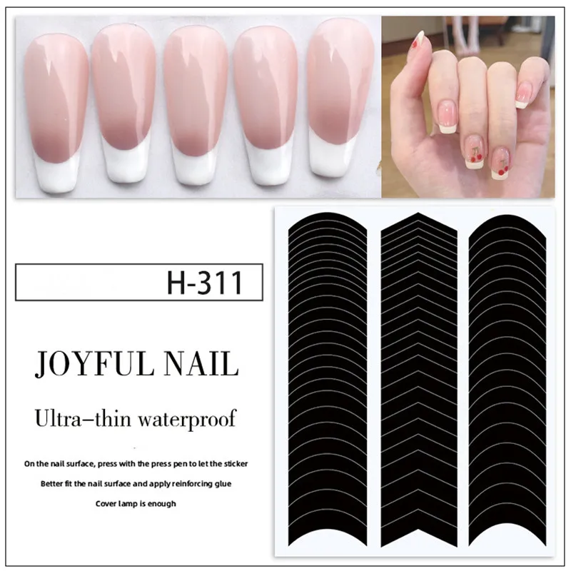 1PC Smile Stickers Wave Line Three-in-one Nail Stickers Tool Jewelry Nail Polish Glue Spray Stickers New Manicure French Sticker 5