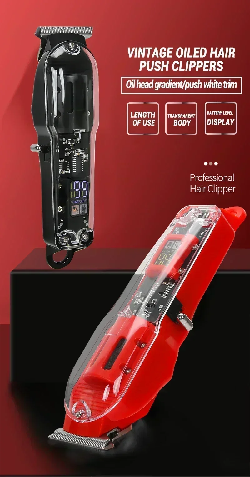 Description Picture 2 of itemPowerful Hair Clipper with Digital Display Rechargeable Electric Retro Oil Head Electric Fader Hair Salon Professional Scissors