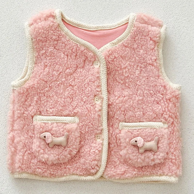 Baby Faux Lamb Wool Vest Coat for Girls Boys Autumn Winter Kids Waistcoat Fleece Warm Korean Casual Children Outerwear Clothes