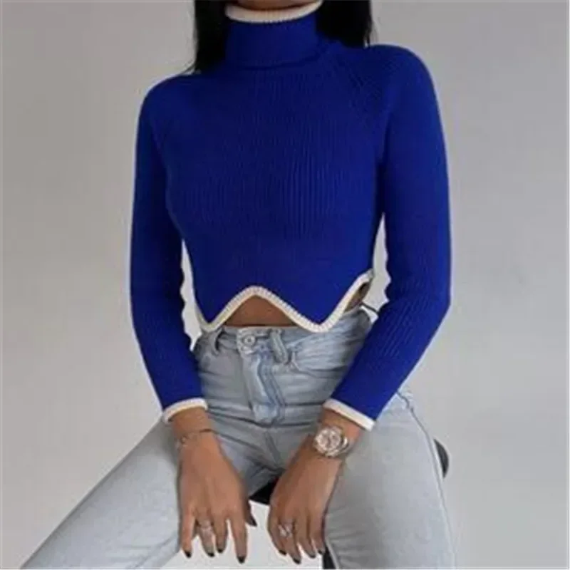 

Turtleneck Crop Sweater Women Fashion Christmas Sweaters 2024 Winter Solid Knitted Long Sleeve Slim Pullovers Jumpers Knitwears