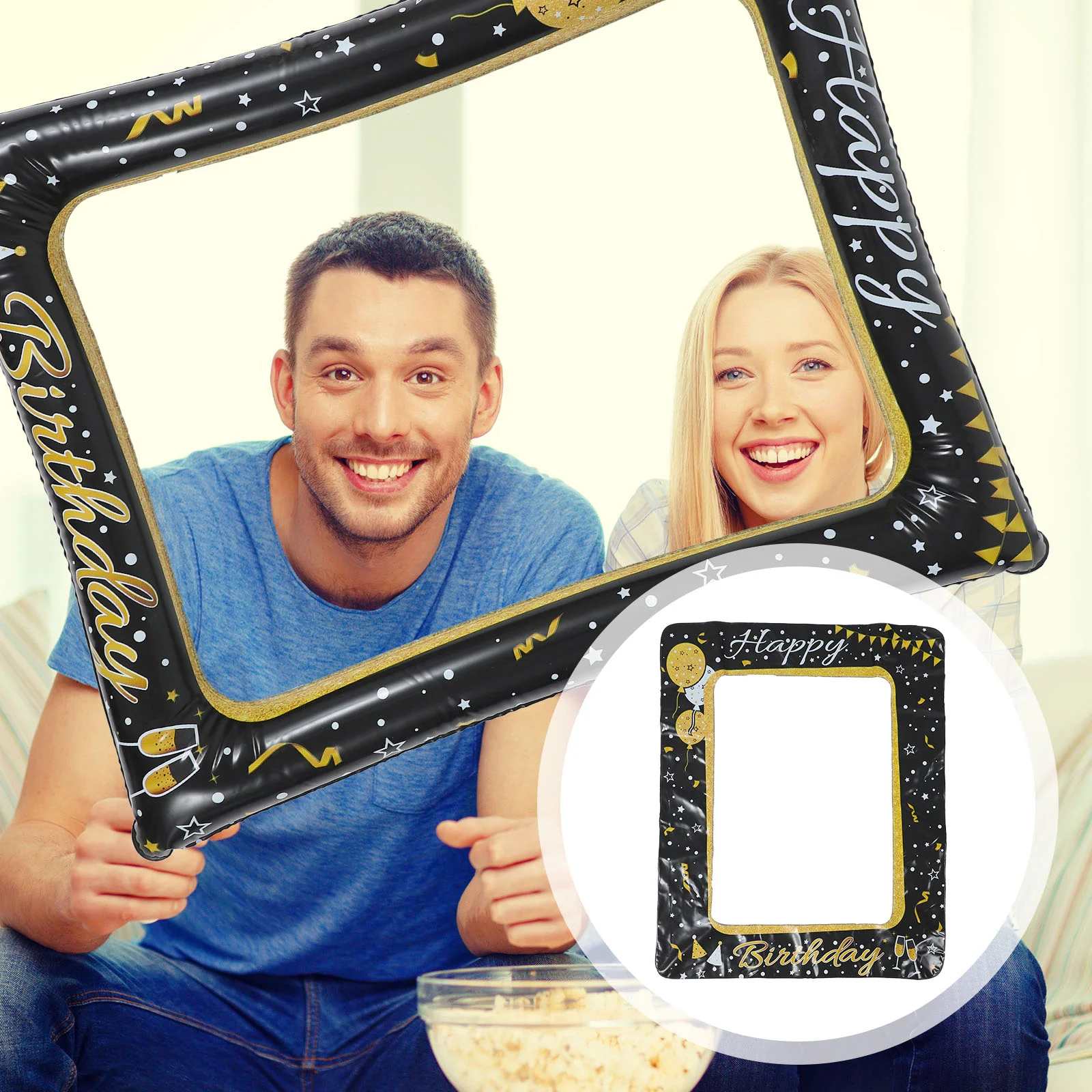 Moldura De Foto De Aniversário Inflável, selfie Booth Party Props, fotografia flutuante Happy Photobooth Favors, molduras de PVC