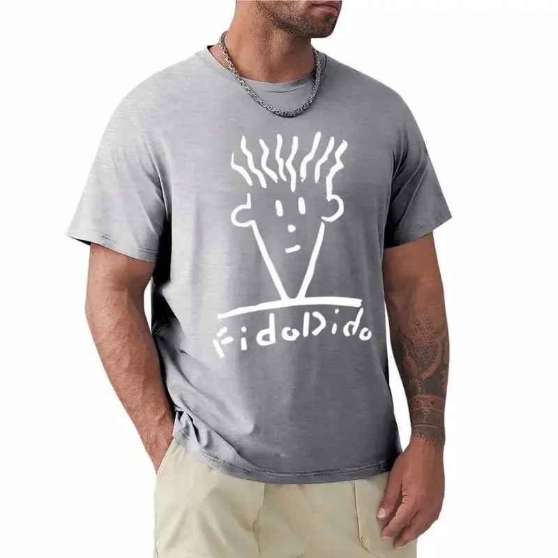 

2023 New Men's 100% Cotton High-quality T-shirt Summer T-shirt Fido Dido Face T shirt Boys White T-shirt Undershirt Men's Wear