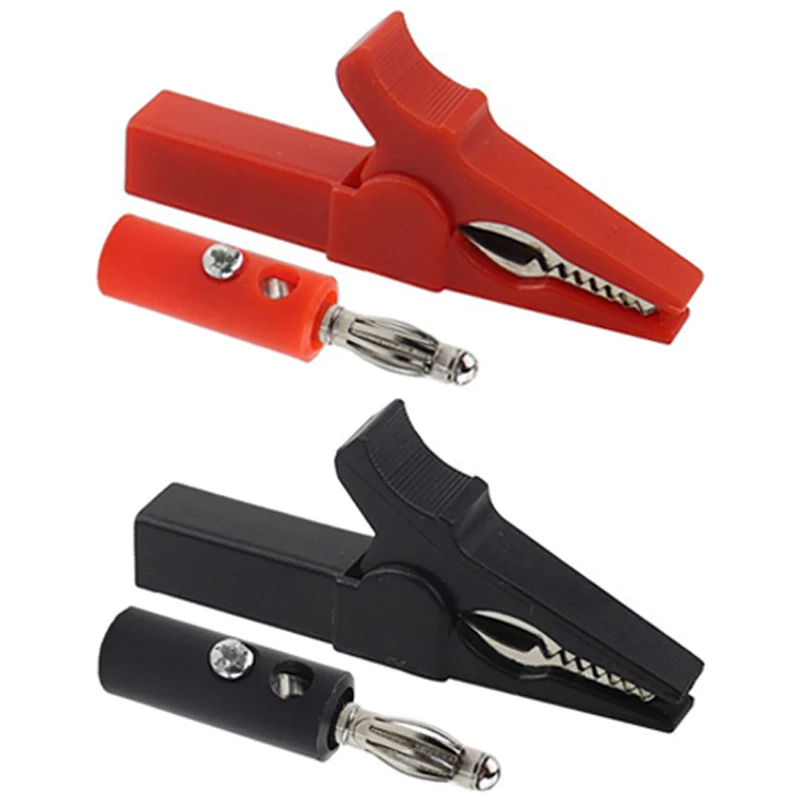 Alligator Clips Test Probes 55MM + lantern PLUG With 4mm lantern Plug Cable Clips Socket Battery Red Black