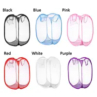Foldable Laundry Basket Mesh Washing Laundry Bag Dirty Sorting Basket Kids Toys Sundries Home Bin Hamper Storage Box Organize 5