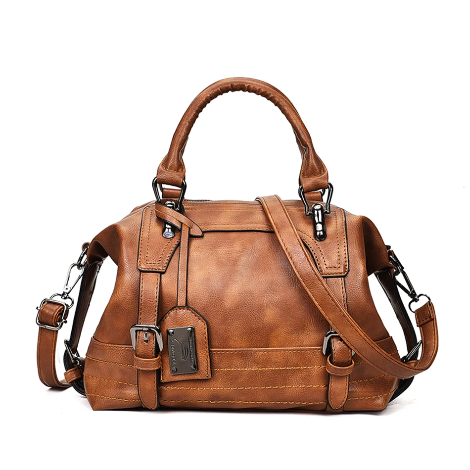 Women Vintage Luxury Handbag Purses Soft Leather Shoulder Bag Designer Female Casual Tote Travel Bag Femme Ladies Hand Bags 