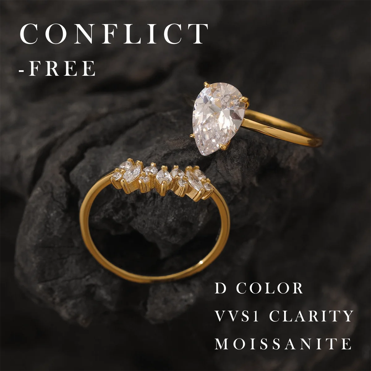 S925/10K 14K 18K Gold Couple Ring Sets, Round Cut Moissanite Couple