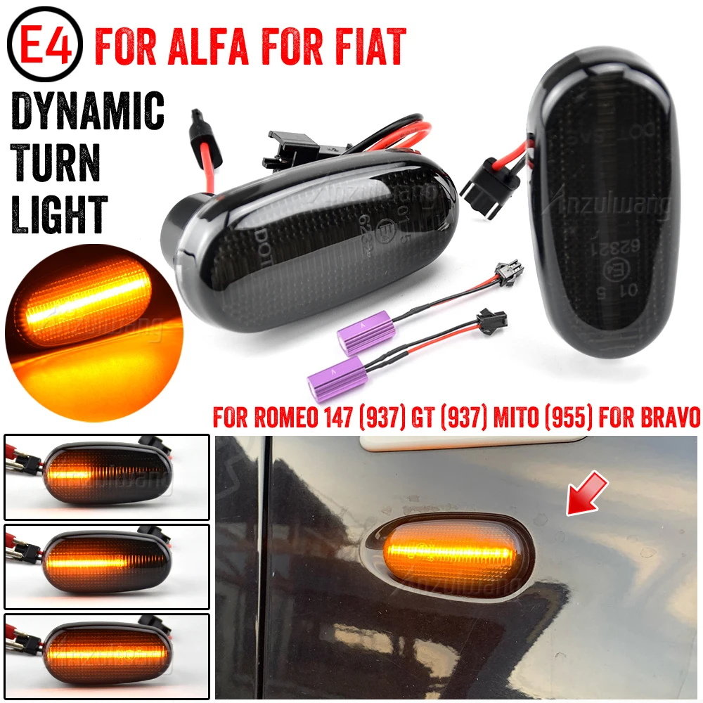 2Pcs Dynamic Clear/Smoke LED Side Marker Light Arrow Turn Signal
