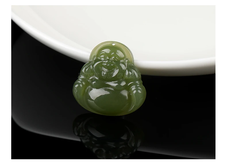 1 Stück Naturstein Hetian Jade geschnitzte Maitreya Buddha Perle mit Loch Anhänger für Schmuckherstellung DIY Halskette Armband Zubehör – Detail 8