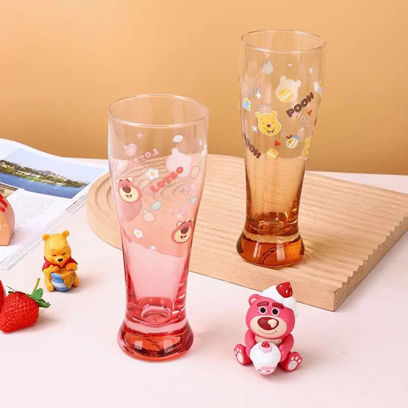 

Anime Winnie Glass Cup Cartoon Disney Kawaii Lots-O'-Huggin' Bear Milk Breakfast Couple Cup Cute Water Cup Birthday Gift