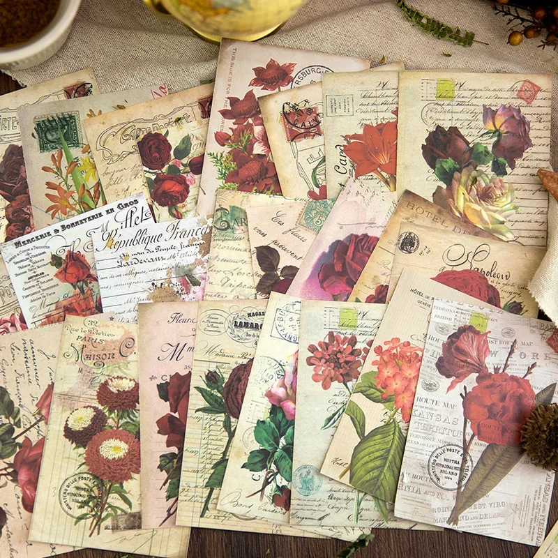 

32Pcs Material Book Postcard Sent to you Plant Handbook Writing Decoration Materials Collage Supplies Account Diary 130*90MM