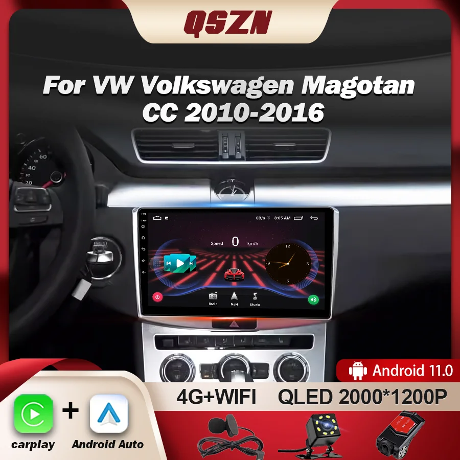 

QSZN Android 13 For Volkswagen VW Passat B6 B7 B8 CC Magotan 2010-2016 Car Radio Multimedia Video Player Navigation GPS 2din dvd