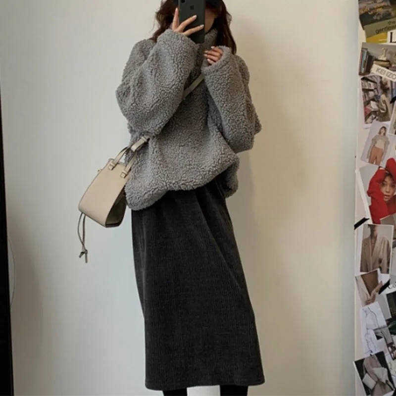 Maternity Fashion Clothes Fashion Skirt for Pregnant Women Winter Fall Design Adjustable Waist Loose Split Mid-length Skirt