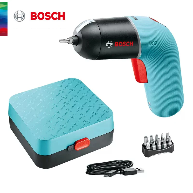 BOSCH IXO V FULL KIT 3.6V 1.5Ah Li-Ion Cordless Screwdriver with Angle and  Off-Set Attachments and 10 Bits
