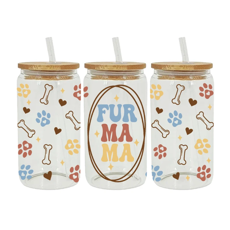 UV DTF Transfer Sticker Animal Cat Dog For The 16oz Libbey Glasses Wraps Bottles Cup Can DIY Waterproof Decals D7695